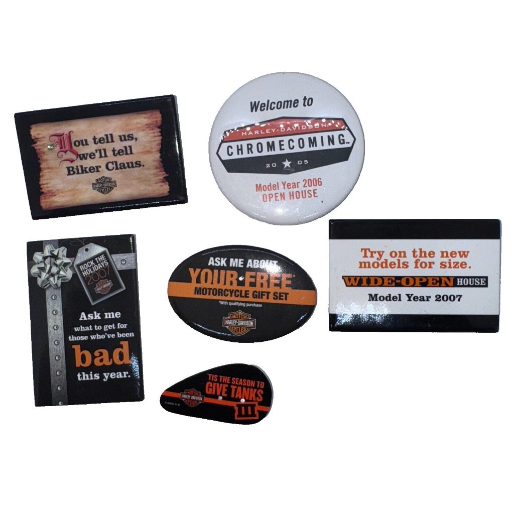 Lot Of 6 Harley Davidson Motorcycles Hog Pinback Buttons